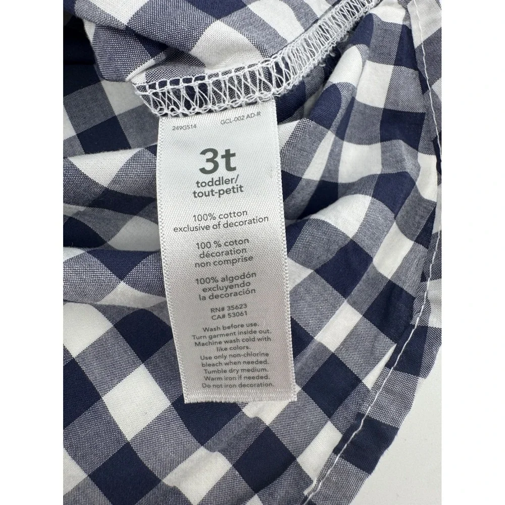 Carters Toddler Boys Navy Gingham Button Down Shirt Dinosaur 3T Long Sleeve